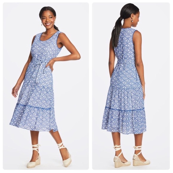 Draper James Dresses Draper James Eyelet Tiered Tank Midi Dress